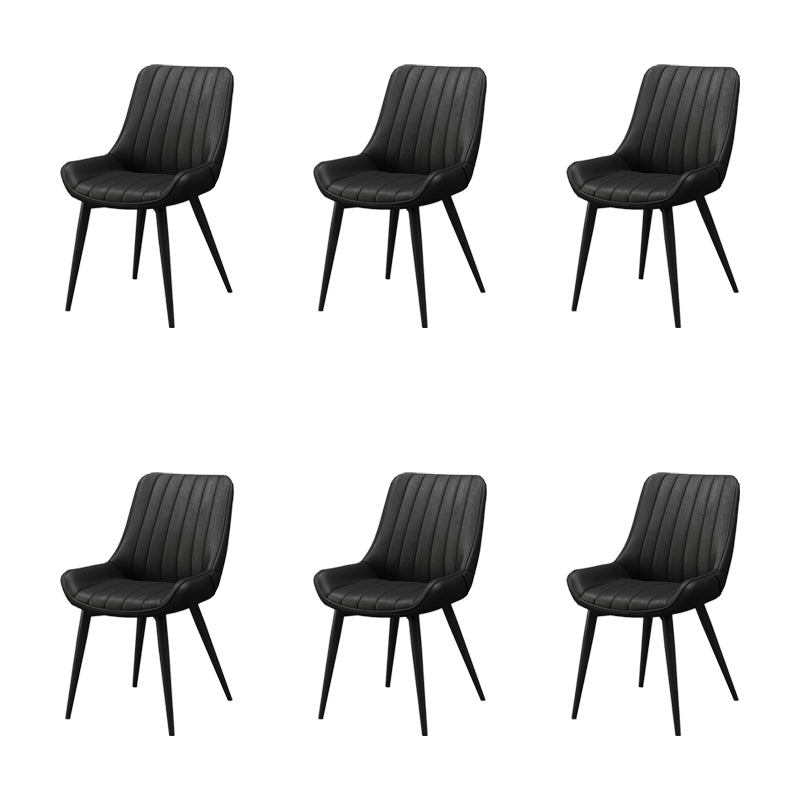 Metalen frame Dining zijstoel faux leer gestoffeerde zijstoel