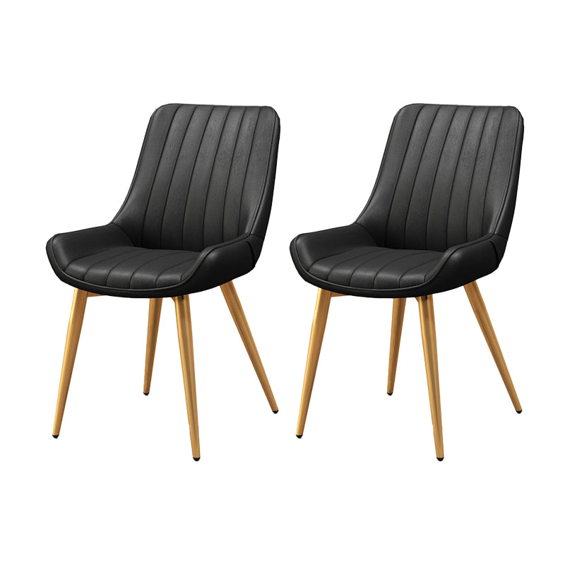 Metalen frame Dining zijstoel faux leer gestoffeerde zijstoel