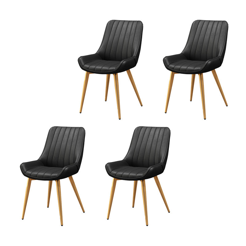 Metalen frame Dining zijstoel faux leer gestoffeerde zijstoel