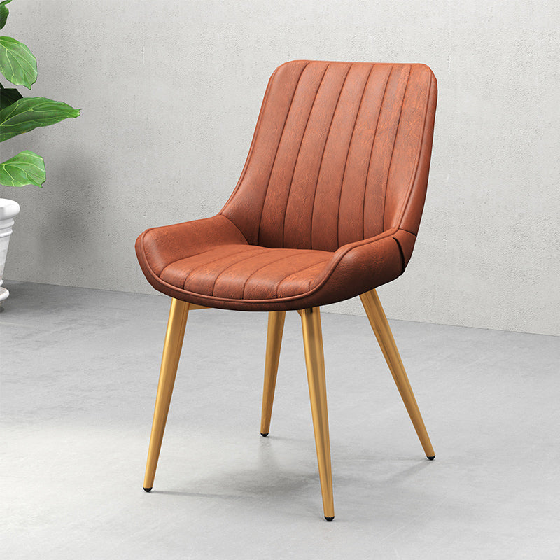 Metalen frame Dining zijstoel faux leer gestoffeerde zijstoel