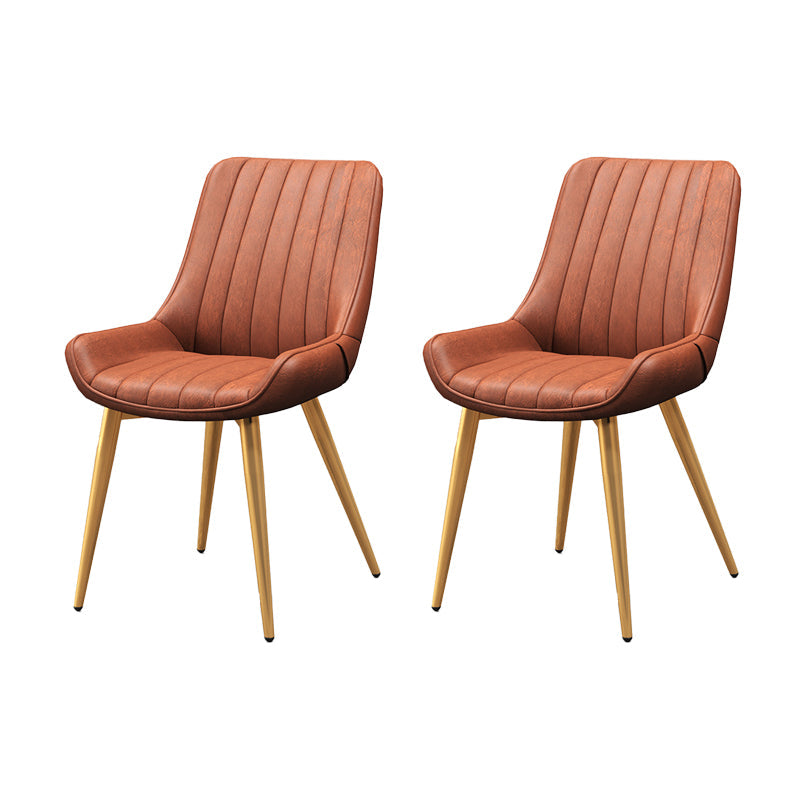 Metalen frame Dining zijstoel faux leer gestoffeerde zijstoel