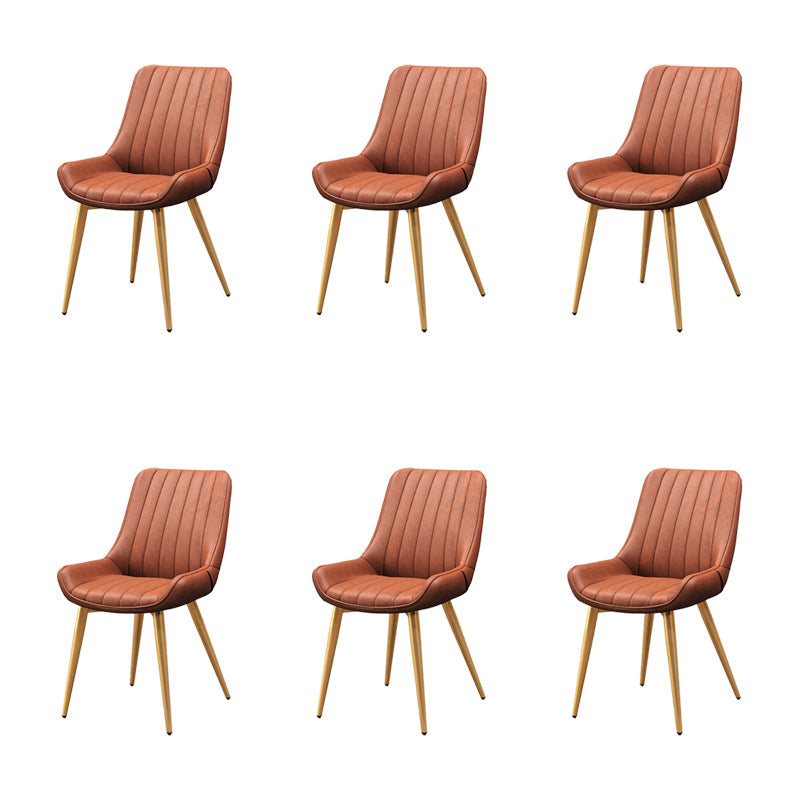 Metalen frame Dining zijstoel faux leer gestoffeerde zijstoel