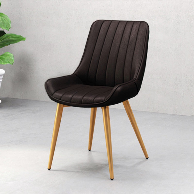 Metalen frame Dining zijstoel faux leer gestoffeerde zijstoel