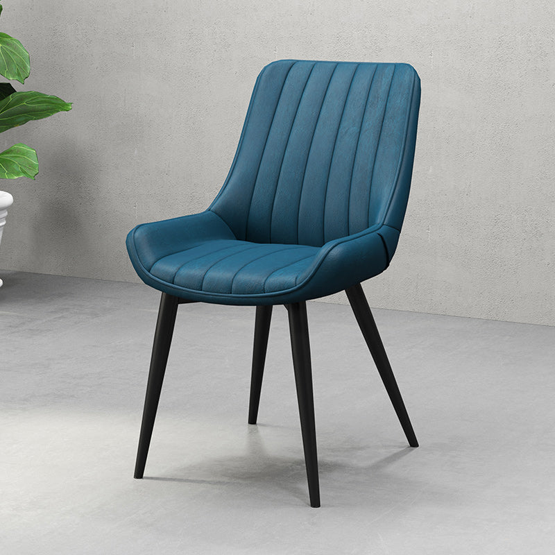 Metalen frame Dining zijstoel faux leer gestoffeerde zijstoel