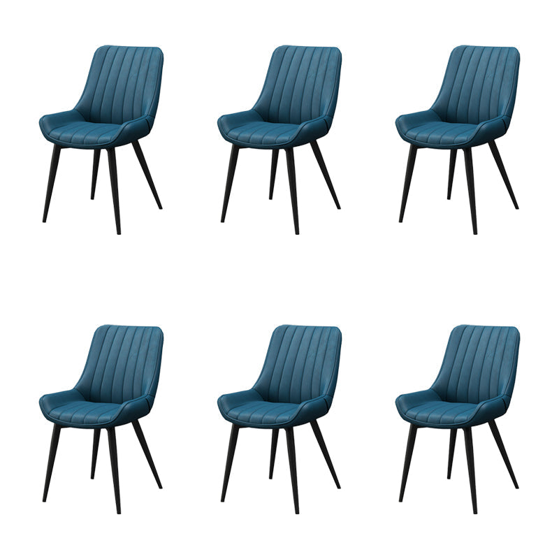 Metalen frame Dining zijstoel faux leer gestoffeerde zijstoel