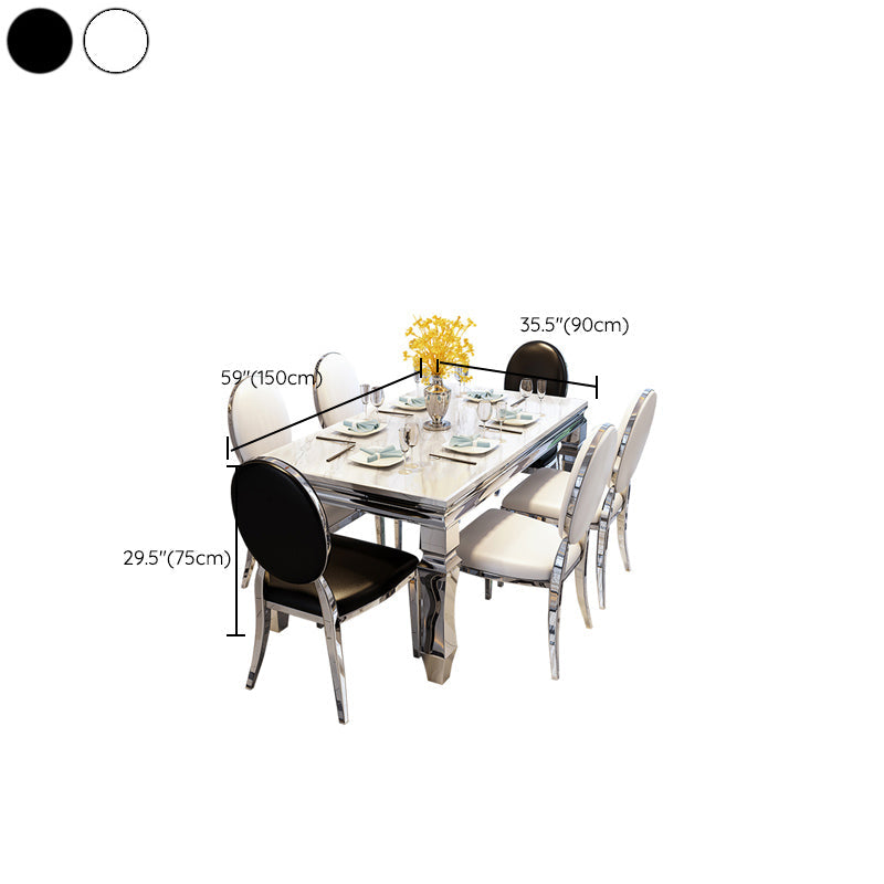 4 Legs Dining Table Victorian Style Rectangle Marble Dinette Table Clearhalo 'Dining Tables & Seating' 'Dining Tables' 'dining_table' 'furn' 'furn_dining_table' 'Furniture' 'Kitchen & Dining Furniture' 7443180