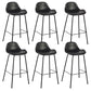 Modern Faux Leather Counter Stool Low Back Barstool with Metal Legs