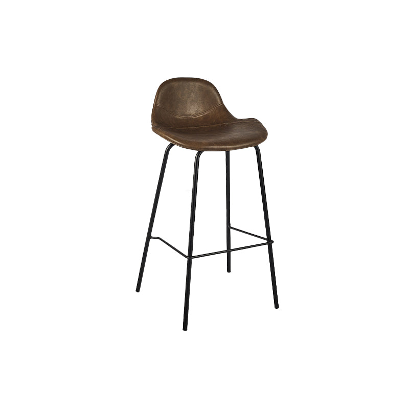Modern Faux Leather Counter Stool Low Back Barstool with Metal Legs