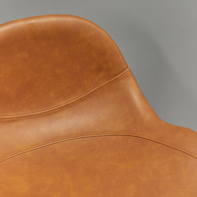 Modern Faux Leather Counter Stool Low Back Barstool with Metal Legs