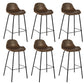 Modern Faux Leather Counter Stool Low Back Barstool with Metal Legs