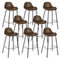 Modern Faux Leather Counter Stool Low Back Barstool with Metal Legs