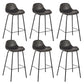Modern Faux Leather Counter Stool Low Back Barstool with Metal Legs