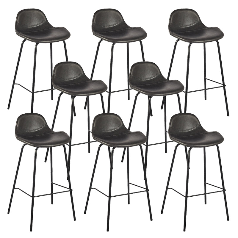 Modern Faux Leather Counter Stool Low Back Barstool with Metal Legs