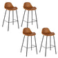 Modern Faux Leather Counter Stool Low Back Barstool with Metal Legs