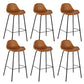 Modern Faux Leather Counter Stool Low Back Barstool with Metal Legs