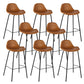 Modern Faux Leather Counter Stool Low Back Barstool with Metal Legs