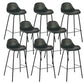 Modern Faux Leather Counter Stool Low Back Barstool with Metal Legs