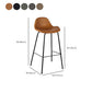 Modern Faux Leather Counter Stool Low Back Barstool with Metal Legs