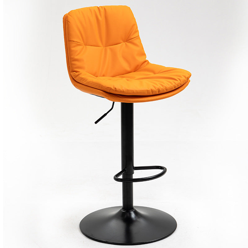 Modern Armless Rotatable Counter Stool Metal Cafe Bar Stool with Cushion and Pedal Orange Black 1 Piece Clearhalo 'Bar Furniture' 'Bar Stools' 'bar_stools' 'furn' 'furn_bar_stools' 'Furniture' 'Kitchen & Dining Furniture' 7443884