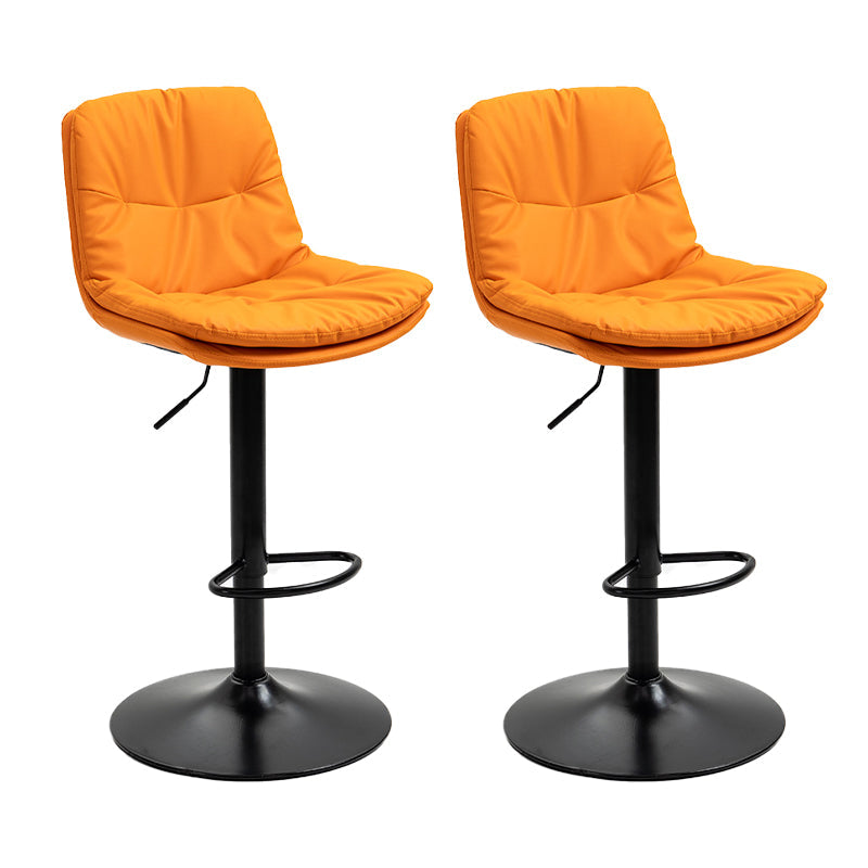 Modern Armless Rotatable Counter Stool Metal Cafe Bar Stool with Cushion and Pedal Orange Black 2 Piece Set Clearhalo 'Bar Furniture' 'Bar Stools' 'bar_stools' 'furn' 'furn_bar_stools' 'Furniture' 'Kitchen & Dining Furniture' 7443886