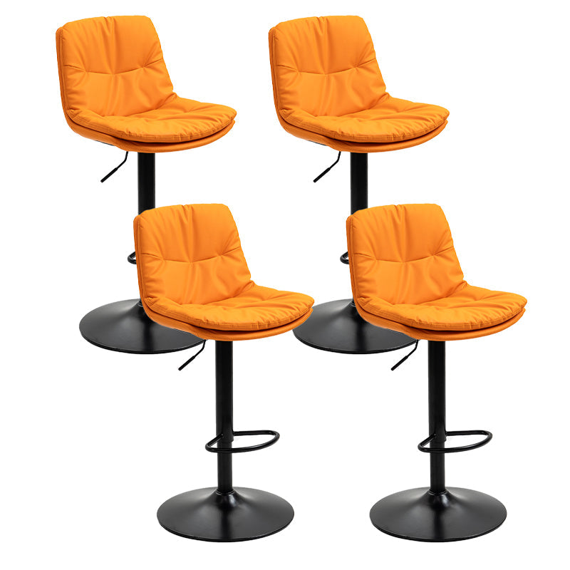 Modern Armless Rotatable Counter Stool Metal Cafe Bar Stool with Cushion and Pedal Orange Black 4 Piece Set Clearhalo 'Bar Furniture' 'Bar Stools' 'bar_stools' 'furn' 'furn_bar_stools' 'Furniture' 'Kitchen & Dining Furniture' 7443888