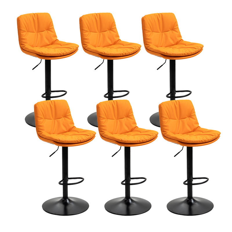 Modern Armless Rotatable Counter Stool Metal Cafe Bar Stool with Cushion and Pedal Orange Black 6 Piece Set Clearhalo 'Bar Furniture' 'Bar Stools' 'bar_stools' 'furn' 'furn_bar_stools' 'Furniture' 'Kitchen & Dining Furniture' 7443890