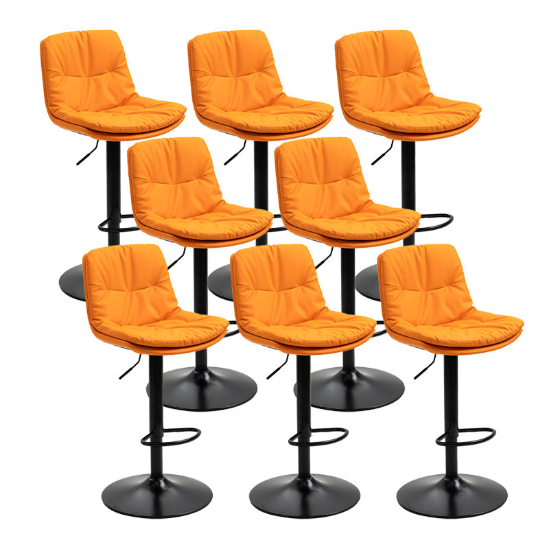 Modern Armless Rotatable Counter Stool Metal Cafe Bar Stool with Cushion and Pedal Orange Black 8 Piece Set Clearhalo 'Bar Furniture' 'Bar Stools' 'bar_stools' 'furn' 'furn_bar_stools' 'Furniture' 'Kitchen & Dining Furniture' 7443892