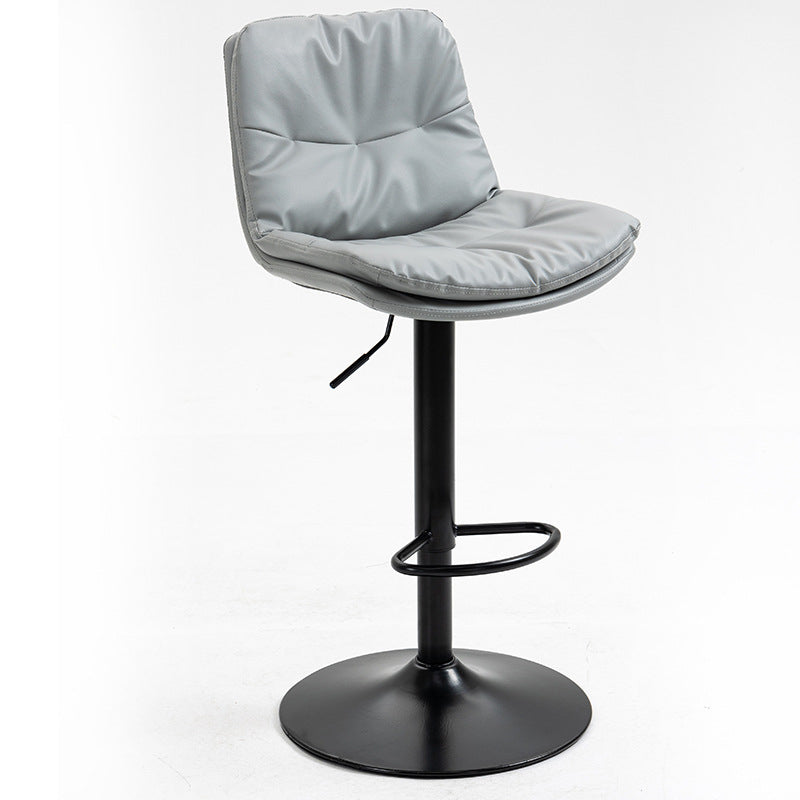 Modern Armless Rotatable Counter Stool Metal Cafe Bar Stool with Cushion and Pedal Silver Gray Black 1 Piece Clearhalo 'Bar Furniture' 'Bar Stools' 'bar_stools' 'furn' 'furn_bar_stools' 'Furniture' 'Kitchen & Dining Furniture' 7443894