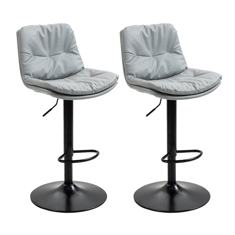 Modern Armless Rotatable Counter Stool Metal Cafe Bar Stool with Cushion and Pedal Silver Gray Black 2 Piece Set Clearhalo 'Bar Furniture' 'Bar Stools' 'bar_stools' 'furn' 'furn_bar_stools' 'Furniture' 'Kitchen & Dining Furniture' 7443896