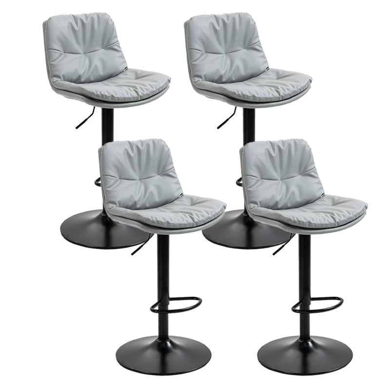 Modern Armless Rotatable Counter Stool Metal Cafe Bar Stool with Cushion and Pedal Silver Gray Black 4 Piece Set Clearhalo 'Bar Furniture' 'Bar Stools' 'bar_stools' 'furn' 'furn_bar_stools' 'Furniture' 'Kitchen & Dining Furniture' 7443898