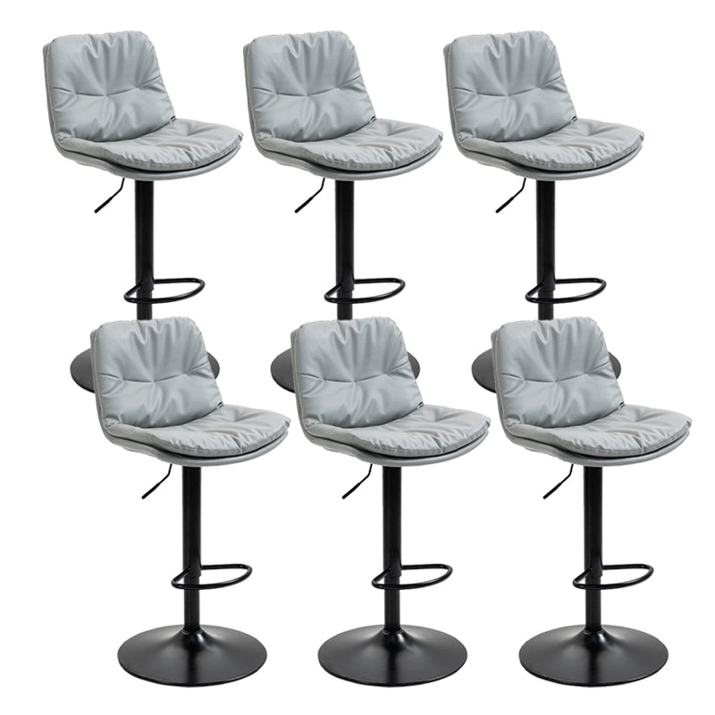 Modern Armless Rotatable Counter Stool Metal Cafe Bar Stool with Cushion and Pedal Silver Gray Black 6 Piece Set Clearhalo 'Bar Furniture' 'Bar Stools' 'bar_stools' 'furn' 'furn_bar_stools' 'Furniture' 'Kitchen & Dining Furniture' 7443899