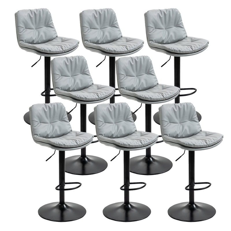 Modern Armless Rotatable Counter Stool Metal Cafe Bar Stool with Cushion and Pedal Silver Gray Black 8 Piece Set Clearhalo 'Bar Furniture' 'Bar Stools' 'bar_stools' 'furn' 'furn_bar_stools' 'Furniture' 'Kitchen & Dining Furniture' 7443901