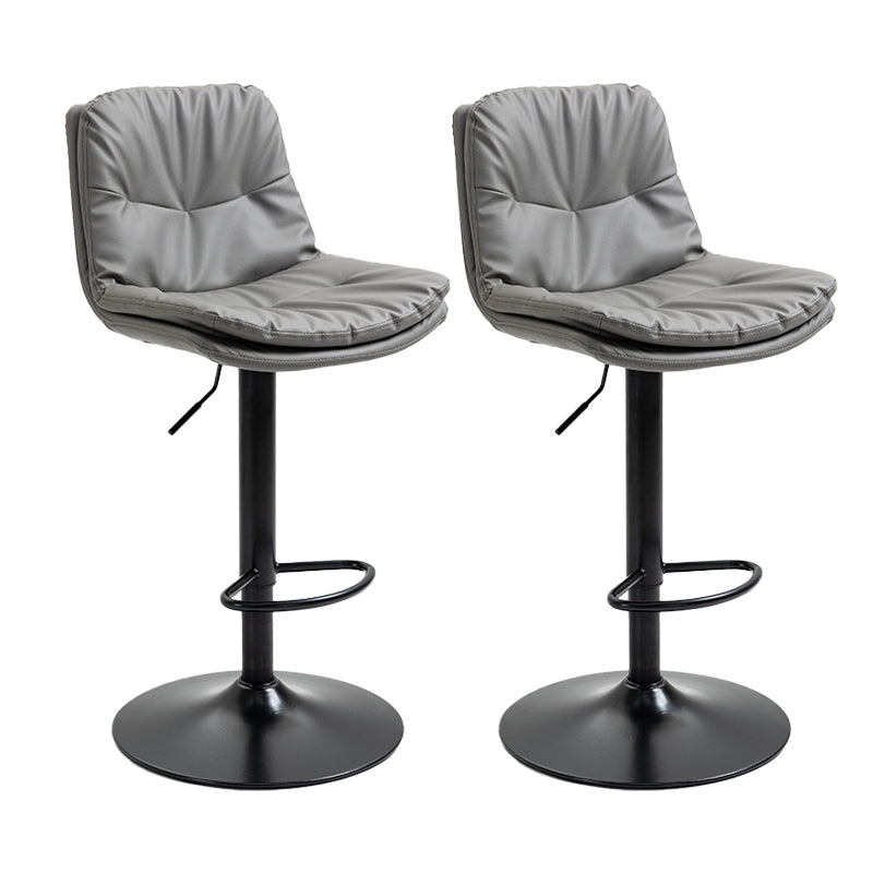 Modern Armless Rotatable Counter Stool Metal Cafe Bar Stool with Cushion and Pedal Dark Gray Black 2 Piece Set Clearhalo 'Bar Furniture' 'Bar Stools' 'bar_stools' 'furn' 'furn_bar_stools' 'Furniture' 'Kitchen & Dining Furniture' 7443904