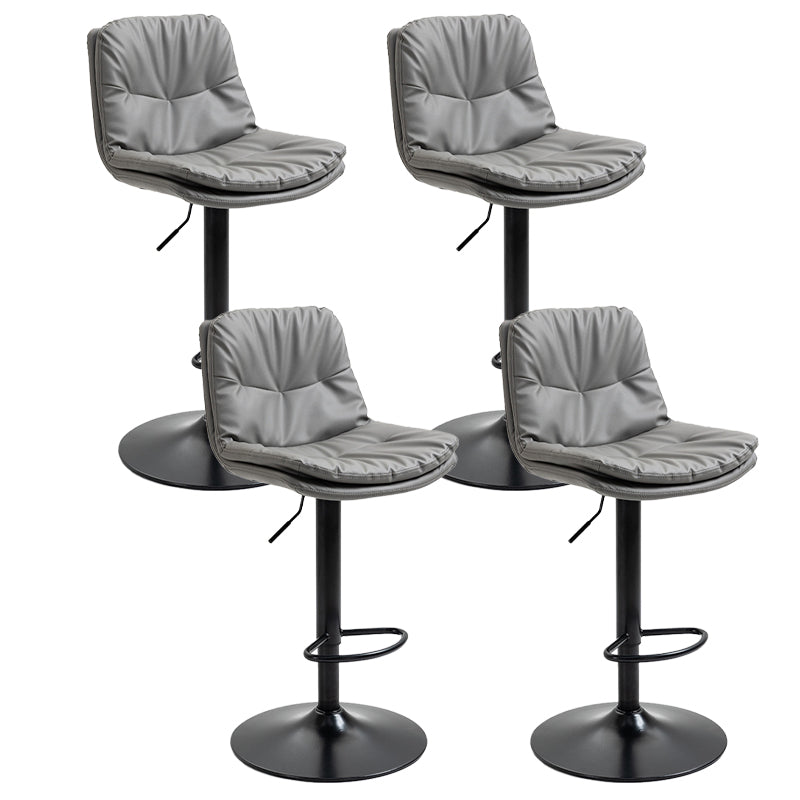 Modern Armless Rotatable Counter Stool Metal Cafe Bar Stool with Cushion and Pedal Dark Gray Black 4 Piece Set Clearhalo 'Bar Furniture' 'Bar Stools' 'bar_stools' 'furn' 'furn_bar_stools' 'Furniture' 'Kitchen & Dining Furniture' 7443905