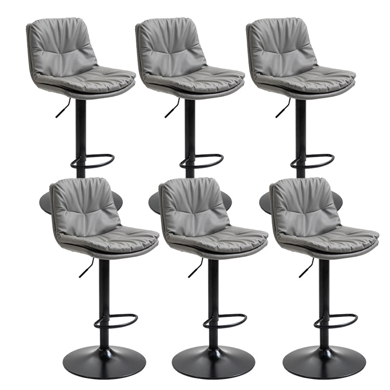 Modern Armless Rotatable Counter Stool Metal Cafe Bar Stool with Cushion and Pedal Dark Gray Black 6 Piece Set Clearhalo 'Bar Furniture' 'Bar Stools' 'bar_stools' 'furn' 'furn_bar_stools' 'Furniture' 'Kitchen & Dining Furniture' 7443906
