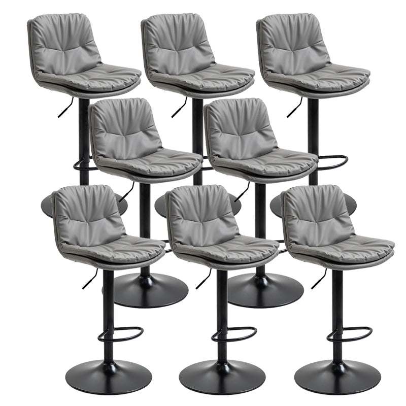 Modern Armless Rotatable Counter Stool Metal Cafe Bar Stool with Cushion and Pedal Dark Gray Black 8 Piece Set Clearhalo 'Bar Furniture' 'Bar Stools' 'bar_stools' 'furn' 'furn_bar_stools' 'Furniture' 'Kitchen & Dining Furniture' 7443907