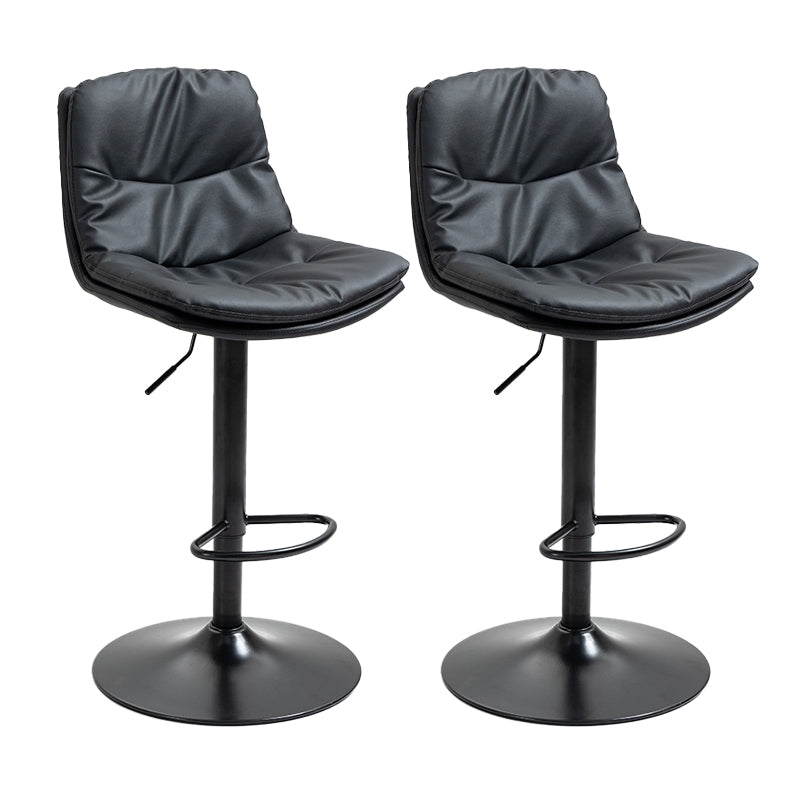 Modern Armless Rotatable Counter Stool Metal Cafe Bar Stool with Cushion and Pedal Black Black 2 Piece Set Clearhalo 'Bar Furniture' 'Bar Stools' 'bar_stools' 'furn' 'furn_bar_stools' 'Furniture' 'Kitchen & Dining Furniture' 7443909