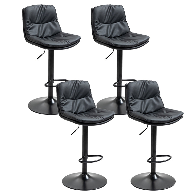 Modern Armless Rotatable Counter Stool Metal Cafe Bar Stool with Cushion and Pedal Black Black 4 Piece Set Clearhalo 'Bar Furniture' 'Bar Stools' 'bar_stools' 'furn' 'furn_bar_stools' 'Furniture' 'Kitchen & Dining Furniture' 7443910