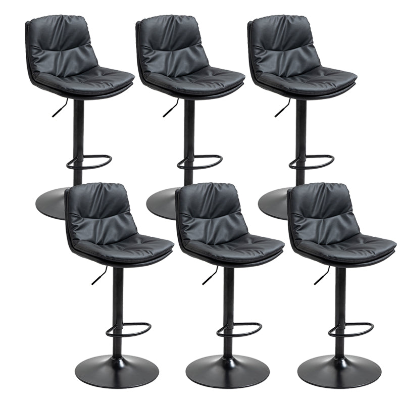 Modern Armless Rotatable Counter Stool Metal Cafe Bar Stool with Cushion and Pedal Black Black 6 Piece Set Clearhalo 'Bar Furniture' 'Bar Stools' 'bar_stools' 'furn' 'furn_bar_stools' 'Furniture' 'Kitchen & Dining Furniture' 7443911