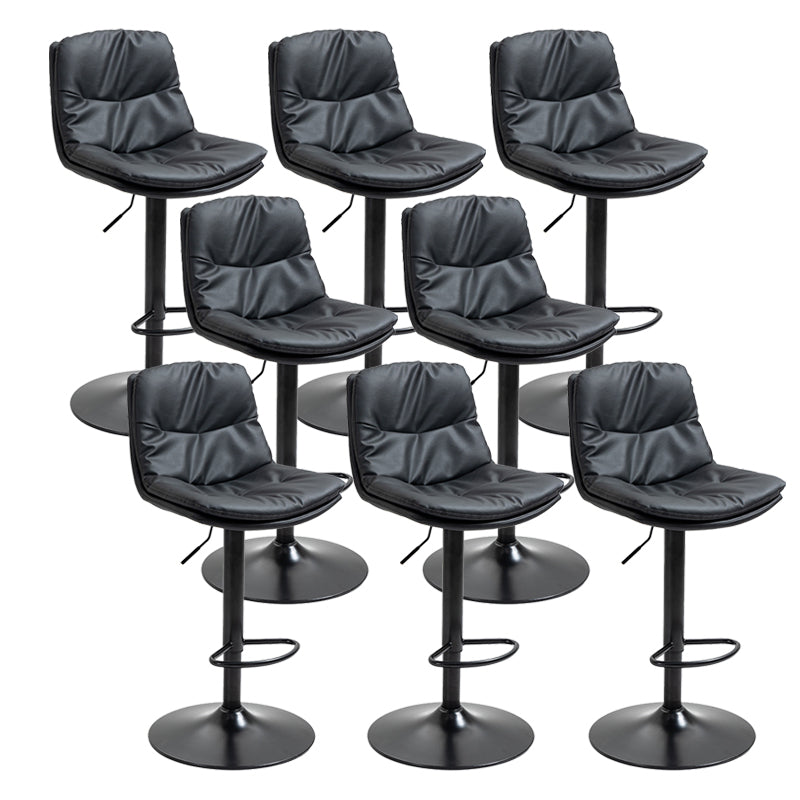 Modern Armless Rotatable Counter Stool Metal Cafe Bar Stool with Cushion and Pedal Black Black 8 Piece Set Clearhalo 'Bar Furniture' 'Bar Stools' 'bar_stools' 'furn' 'furn_bar_stools' 'Furniture' 'Kitchen & Dining Furniture' 7443912