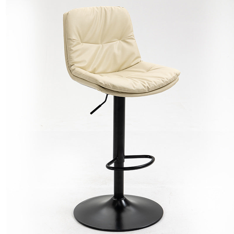 Modern Armless Rotatable Counter Stool Metal Cafe Bar Stool with Cushion and Pedal Off-White Black 1 Piece Clearhalo 'Bar Furniture' 'Bar Stools' 'bar_stools' 'furn' 'furn_bar_stools' 'Furniture' 'Kitchen & Dining Furniture' 7443913