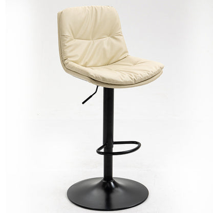 Modern Armless Rotatable Counter Stool Metal Cafe Bar Stool with Cushion and Pedal Off-White Black 1 Piece Clearhalo 'Bar Furniture' 'Bar Stools' 'bar_stools' 'furn' 'furn_bar_stools' 'Furniture' 'Kitchen & Dining Furniture' 7443913