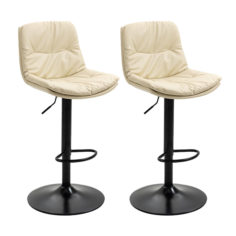 Modern Armless Rotatable Counter Stool Metal Cafe Bar Stool with Cushion and Pedal Off-White Black 2 Piece Set Clearhalo 'Bar Furniture' 'Bar Stools' 'bar_stools' 'furn' 'furn_bar_stools' 'Furniture' 'Kitchen & Dining Furniture' 7443914