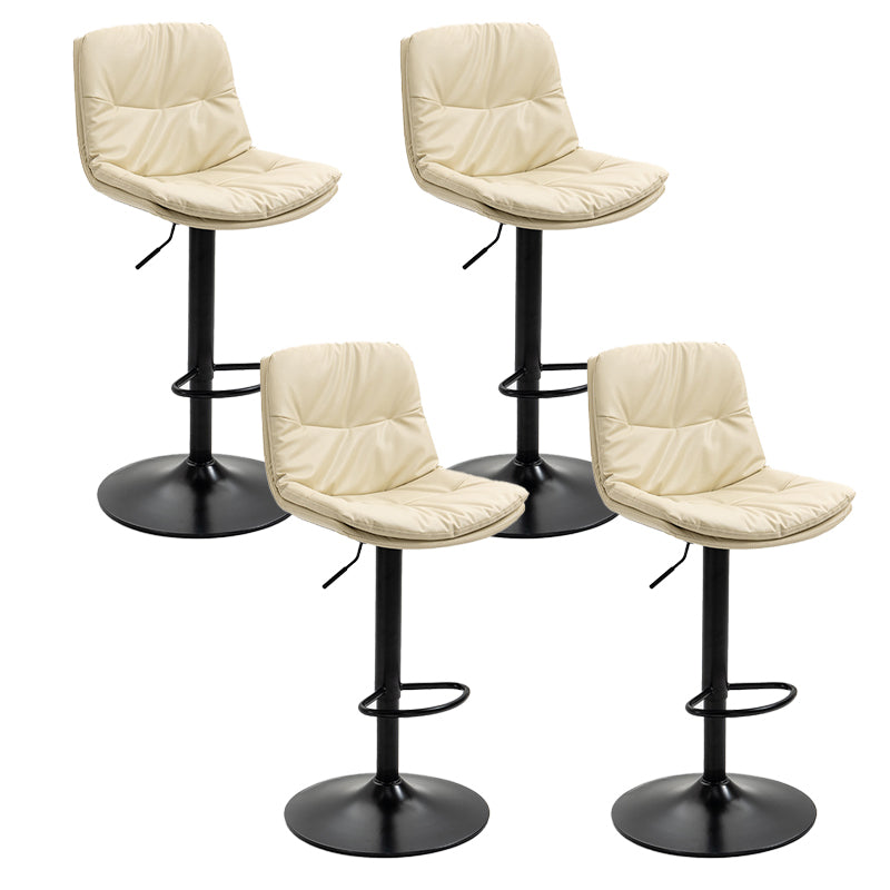 Modern Armless Rotatable Counter Stool Metal Cafe Bar Stool with Cushion and Pedal Off-White Black 4 Piece Set Clearhalo 'Bar Furniture' 'Bar Stools' 'bar_stools' 'furn' 'furn_bar_stools' 'Furniture' 'Kitchen & Dining Furniture' 7443915