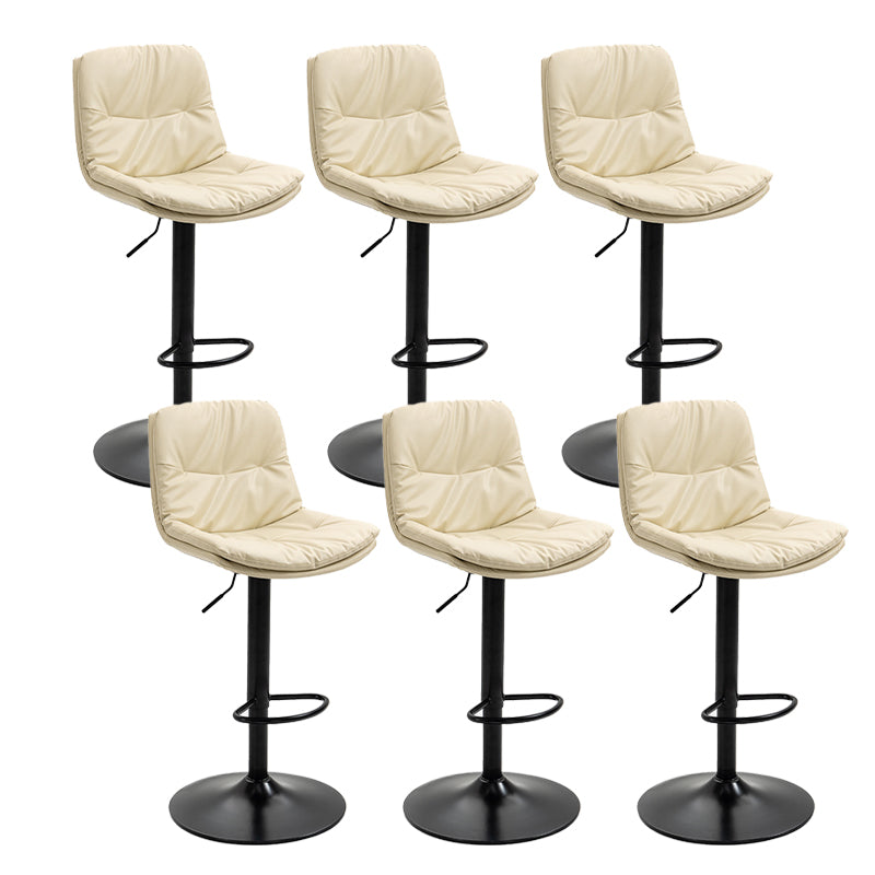 Modern Armless Rotatable Counter Stool Metal Cafe Bar Stool with Cushion and Pedal Off-White Black 6 Piece Set Clearhalo 'Bar Furniture' 'Bar Stools' 'bar_stools' 'furn' 'furn_bar_stools' 'Furniture' 'Kitchen & Dining Furniture' 7443916