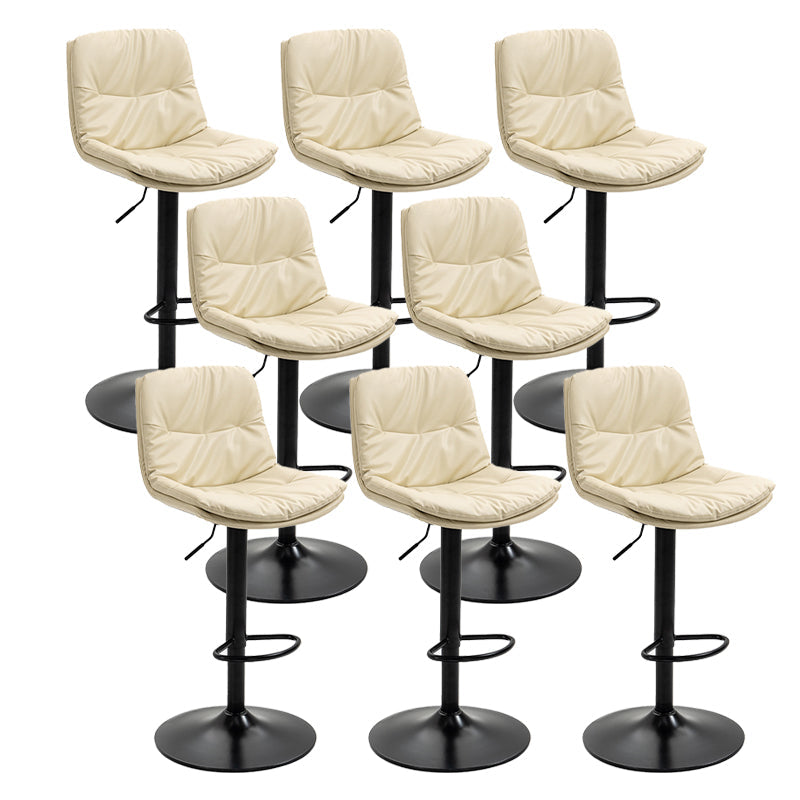 Modern Armless Rotatable Counter Stool Metal Cafe Bar Stool with Cushion and Pedal Off-White Black 8 Piece Set Clearhalo 'Bar Furniture' 'Bar Stools' 'bar_stools' 'furn' 'furn_bar_stools' 'Furniture' 'Kitchen & Dining Furniture' 7443917