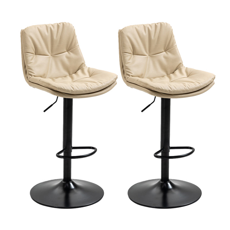 Modern Armless Rotatable Counter Stool Metal Cafe Bar Stool with Cushion and Pedal Khaki Black 2 Piece Set Clearhalo 'Bar Furniture' 'Bar Stools' 'bar_stools' 'furn' 'furn_bar_stools' 'Furniture' 'Kitchen & Dining Furniture' 7443919