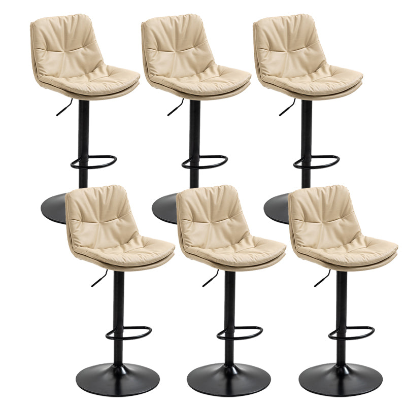 Modern Armless Rotatable Counter Stool Metal Cafe Bar Stool with Cushion and Pedal Khaki Black 6 Piece Set Clearhalo 'Bar Furniture' 'Bar Stools' 'bar_stools' 'furn' 'furn_bar_stools' 'Furniture' 'Kitchen & Dining Furniture' 7443921