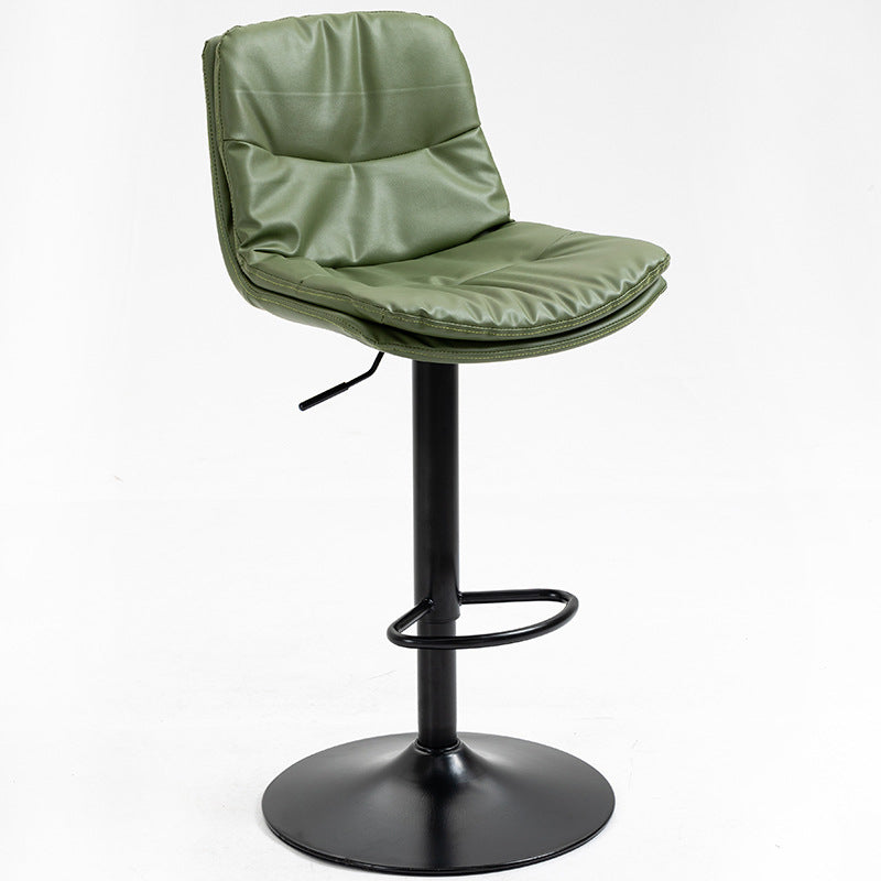 Modern Armless Rotatable Counter Stool Metal Cafe Bar Stool with Cushion and Pedal Green Black 1 Piece Clearhalo 'Bar Furniture' 'Bar Stools' 'bar_stools' 'furn' 'furn_bar_stools' 'Furniture' 'Kitchen & Dining Furniture' 7443923