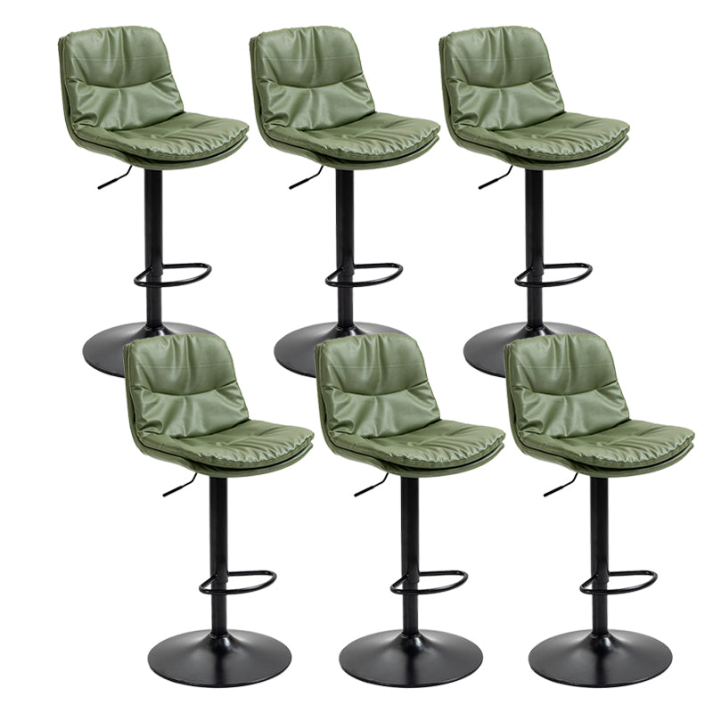 Modern Armless Rotatable Counter Stool Metal Cafe Bar Stool with Cushion and Pedal Green Black 6 Piece Set Clearhalo 'Bar Furniture' 'Bar Stools' 'bar_stools' 'furn' 'furn_bar_stools' 'Furniture' 'Kitchen & Dining Furniture' 7443926
